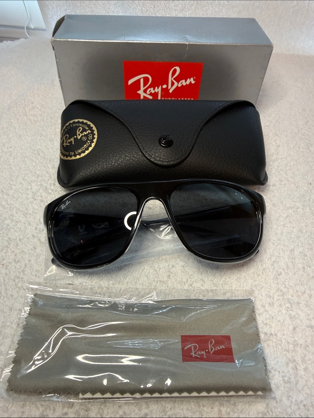 Authentic Ray-Ban RB 4351 603987 Black Plastic Sport Mens Sunglasses